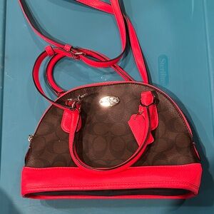 Coach Signature MINI Cora Domed Satchel in Brown